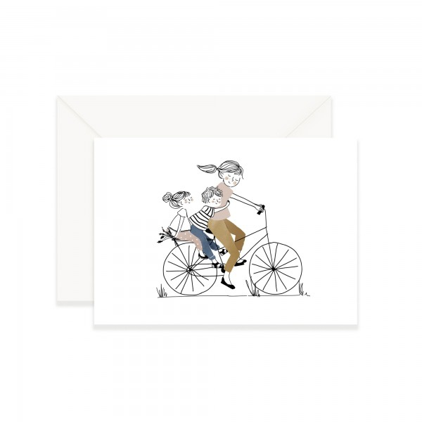 Carte avec enveloppe - Balade à Vélo Fille et Garçon