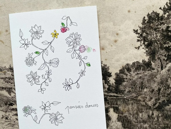 Carte Postale Double - Pensées douces