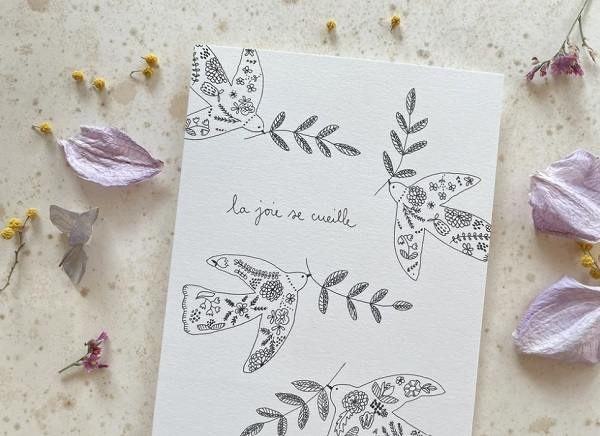 Carte Postale Double - La joie se cueille