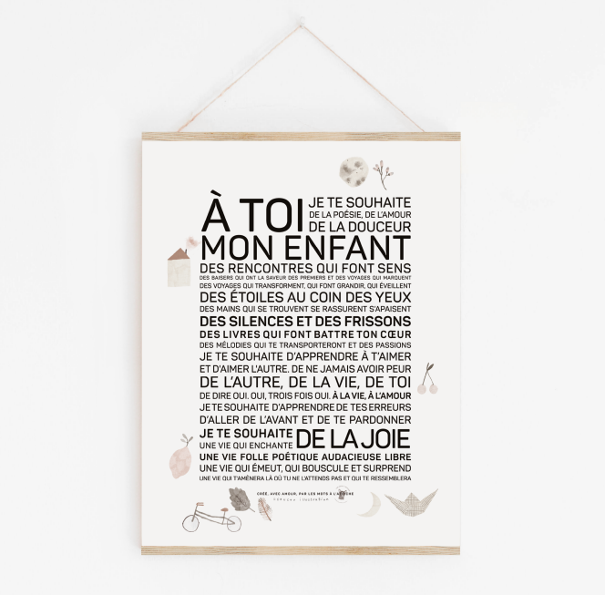 Affiche A3 - A toi mon enfant illustrée