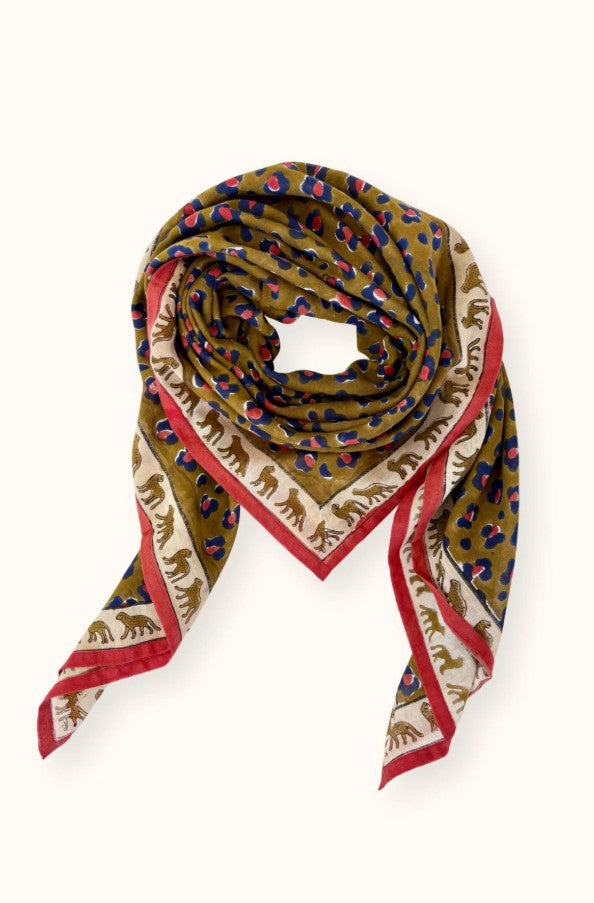 Big Foulard Dupatta - Léopard - Fire
