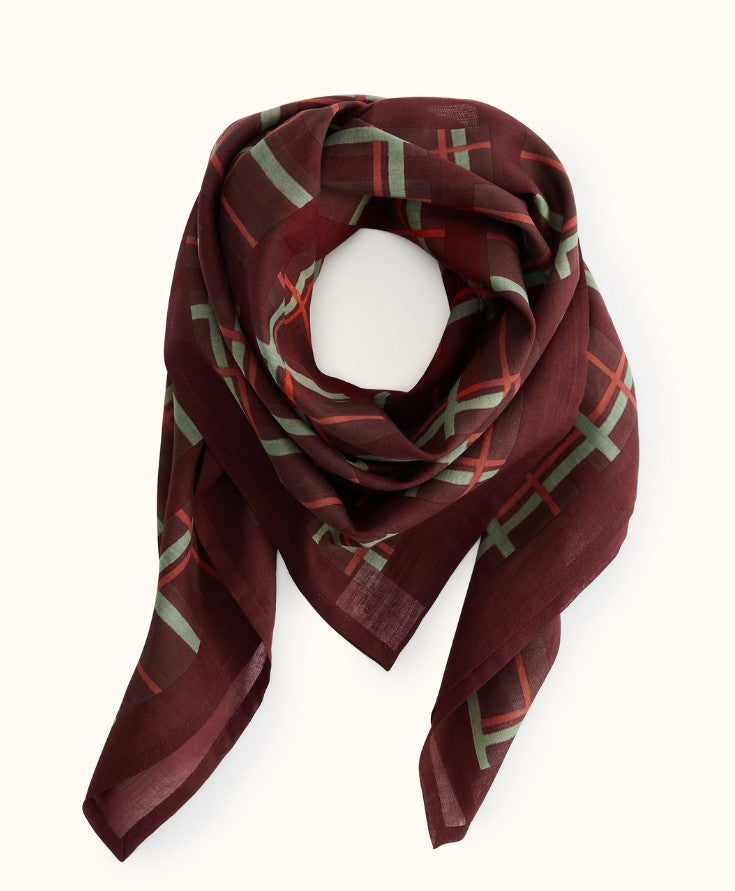 Big Foulard Dupatta - Tartan Taupe