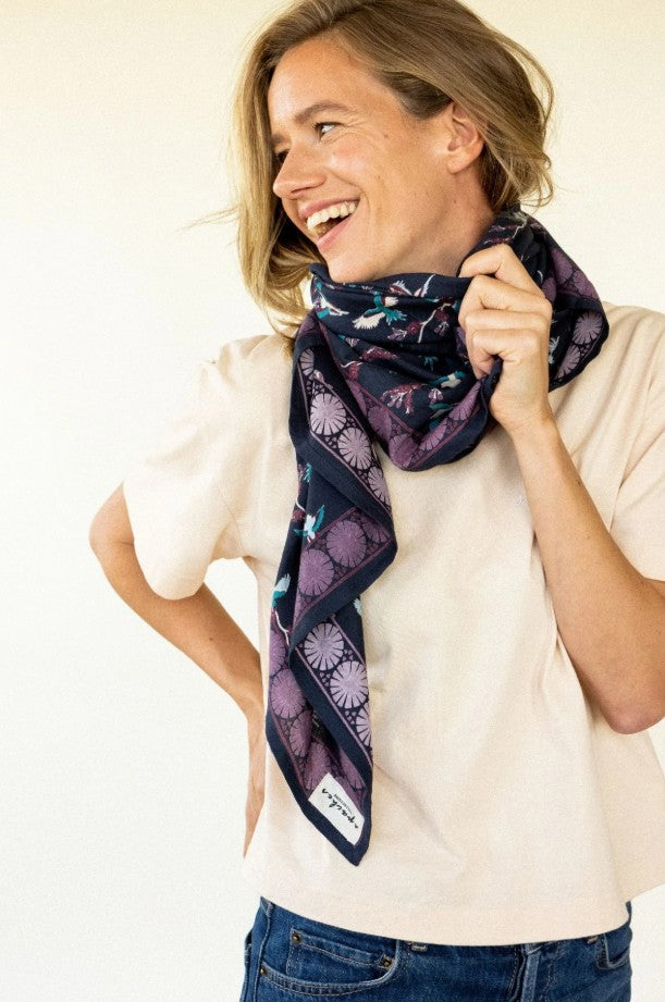 Foulard Latika - Cerisier - Navy