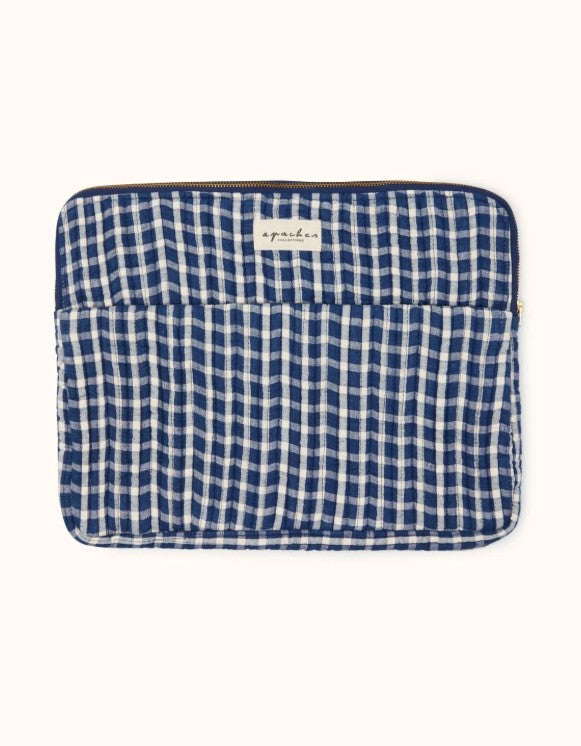 Pochette ordinateur Ohos - Khadi - Vichy Navy
