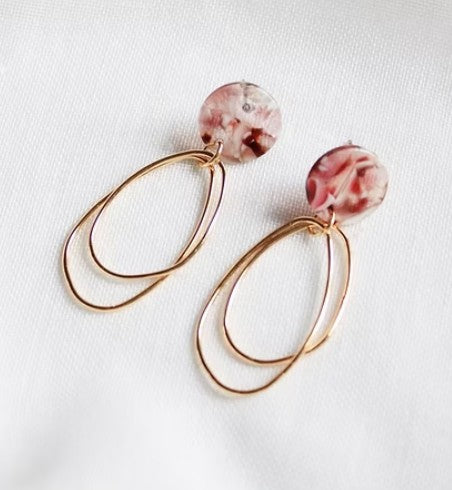Boucles d'oreilles Liz - Rouge/Blanc - G007