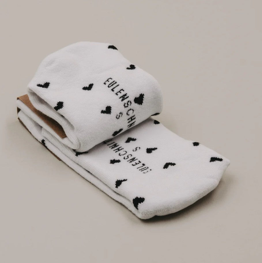 Chaussettes 39/42 - Allover coeurs noirs