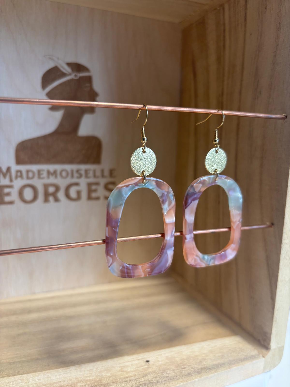 Boucles d'oreilles laiton doré - Jeanne - Rose