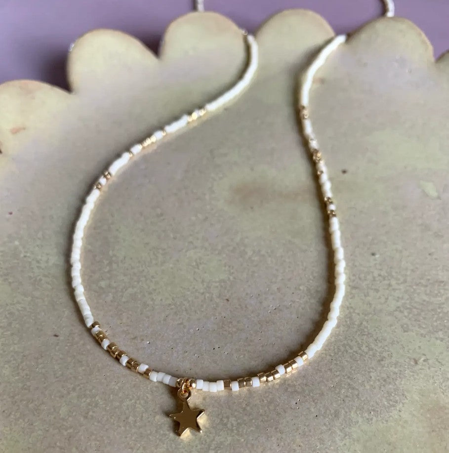 Bracelet triple/collier Axelle - Ecru