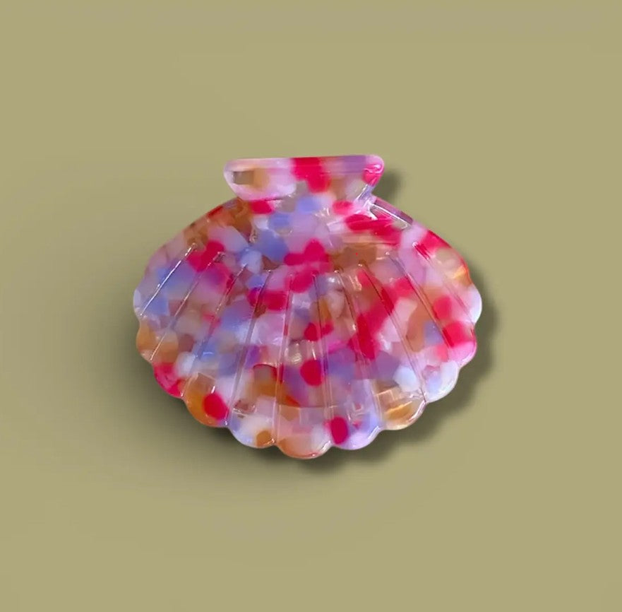 Pince à cheveux - Coquillage - moucheté rose