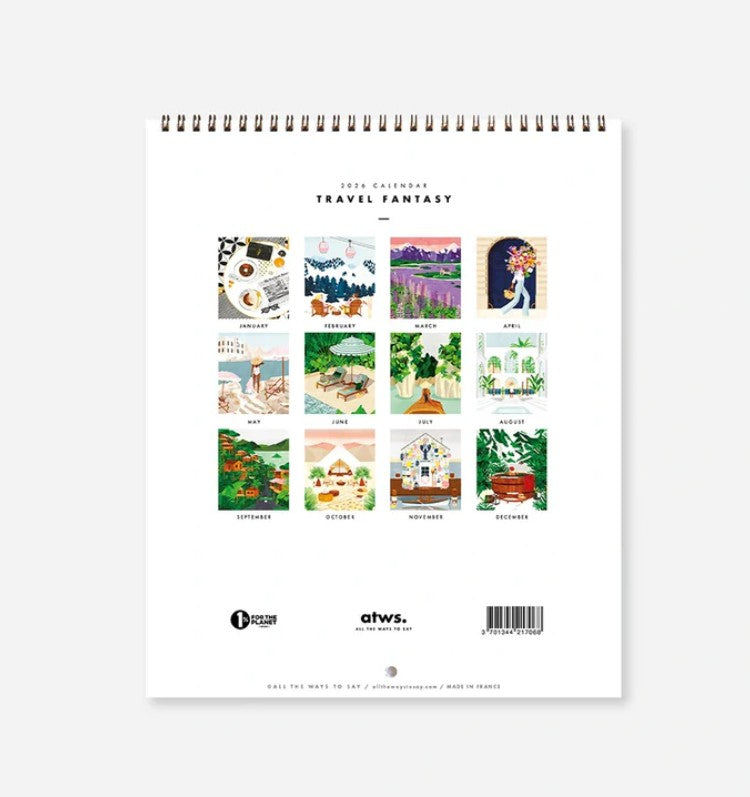 Calendrier 2026 illustré - Travel cliché 2026