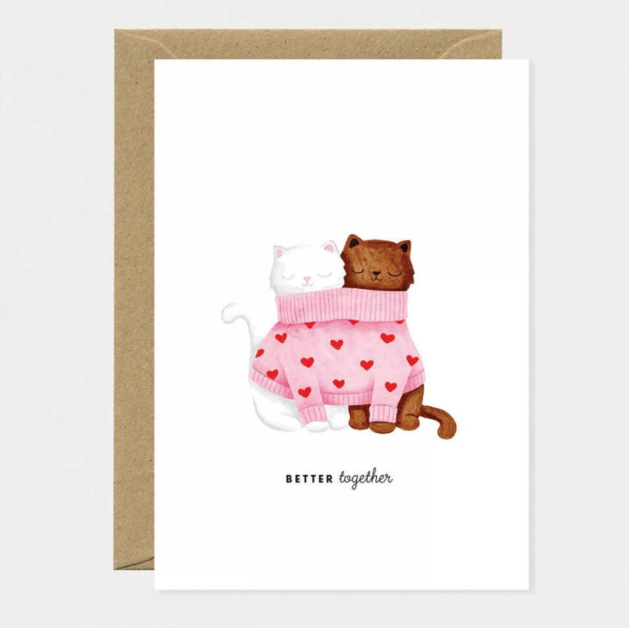 Carte A6 avec enveloppe - Better together cats