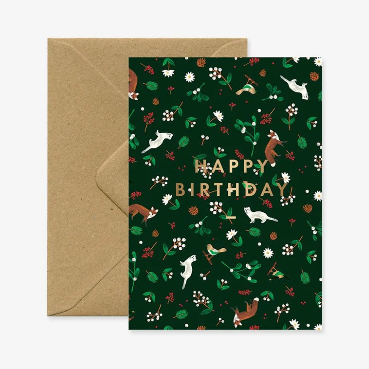 Carte A6 avec enveloppe - Happy Birthday - Ermine