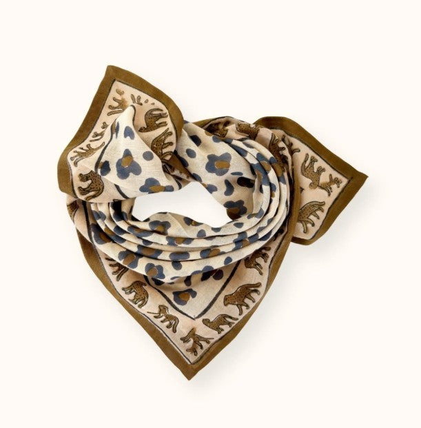 Small Foulard Dupitta - Léopard - Macadamia
