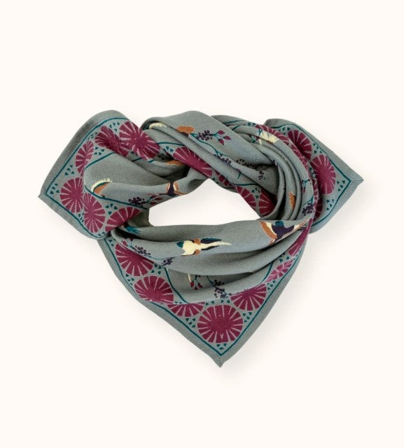 Small Foulard Manika - Cerisier - Grey