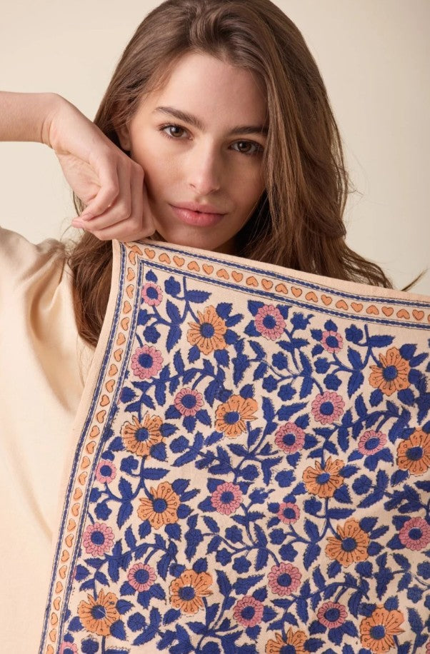 Small Foulard Manika - Coeur - Bleu Royal