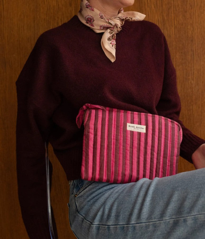 Pochette Ipad - Stripes - Berry
