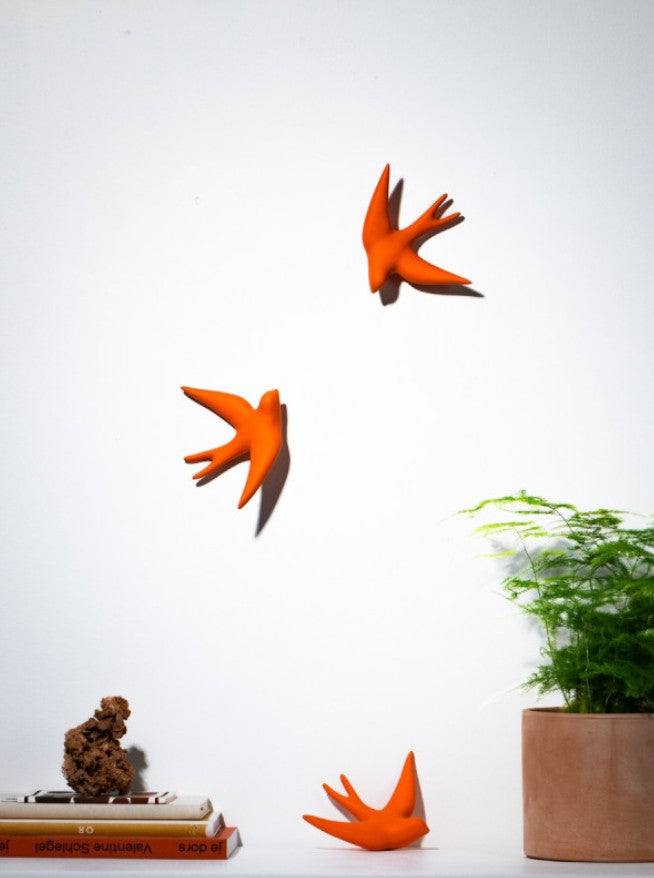 Décoration murale hirondelle - Orange oursin