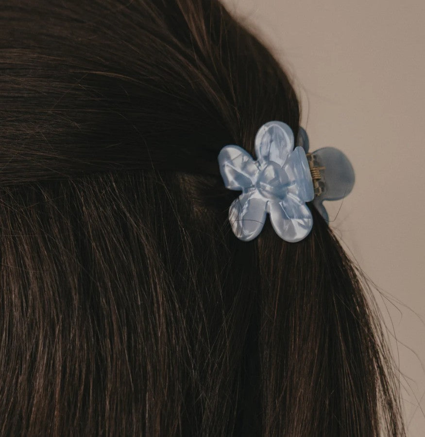 Pince à cheveux - Fleur - Bleu Ciel