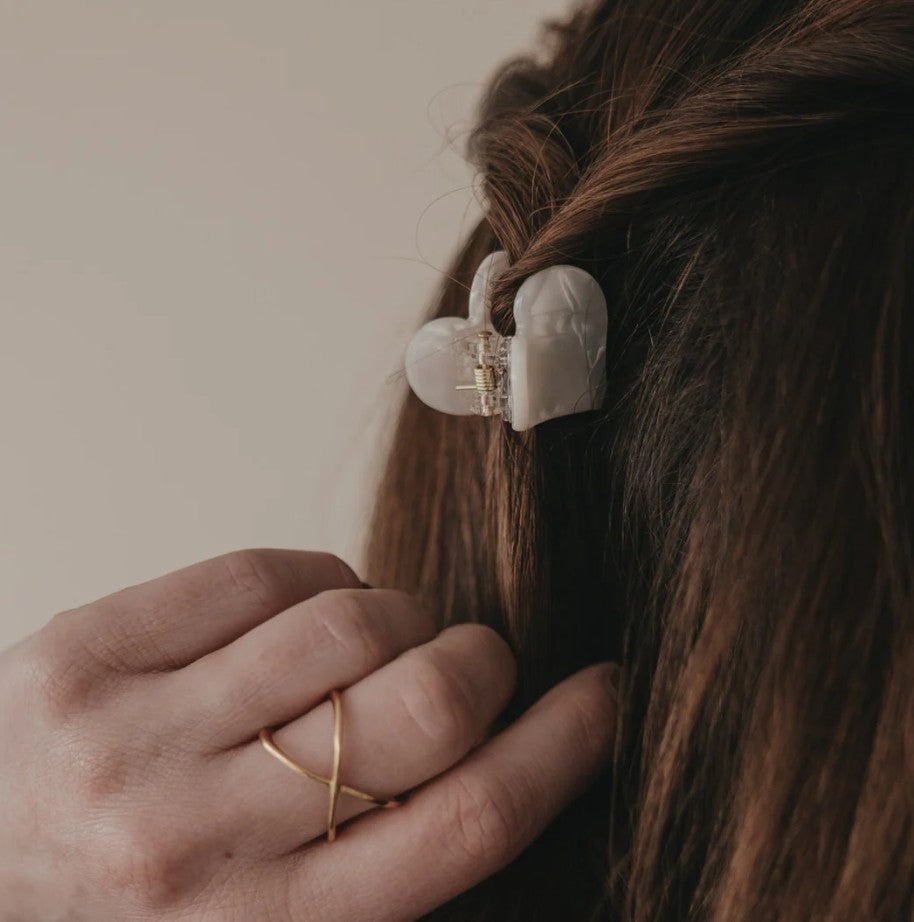 Pince à cheveux - Petit coeur - perle
