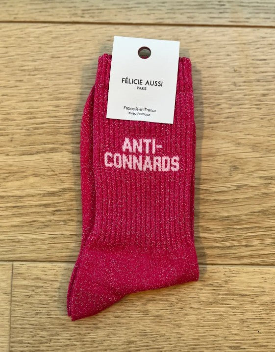 Chaussettes - Anti-connards - rose fluo paillettes - 36/40