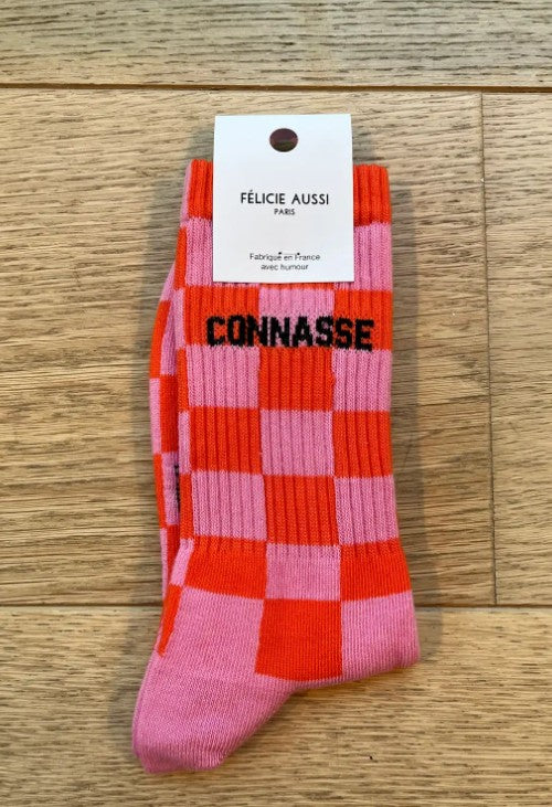 Chaussettes - Connasse - damier rose - 36/40