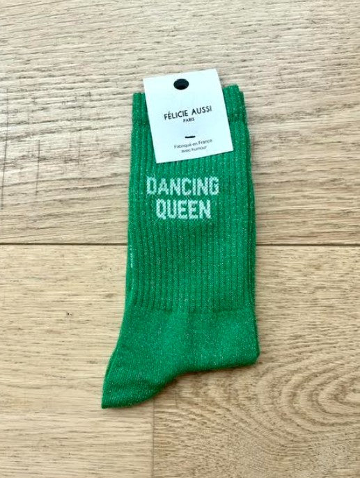 Chaussettes - Dancing queen - paillettes vert - 36/40