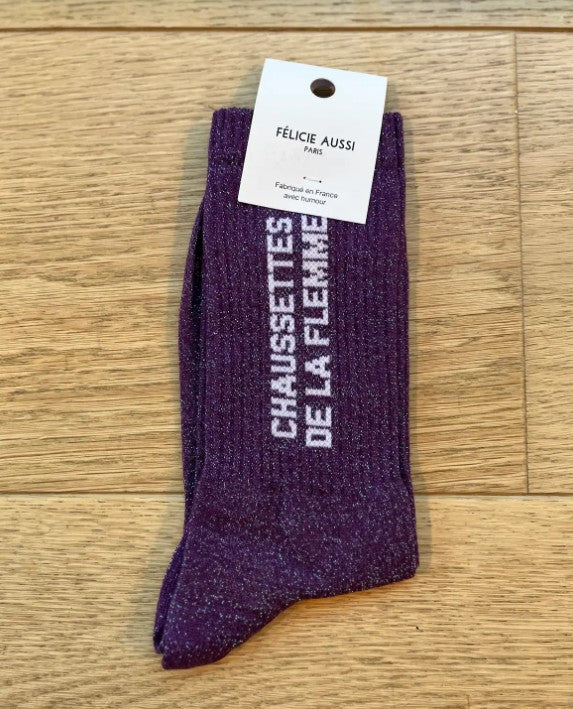 Chaussettes - De la flemme - Paillettes violet - 36/40