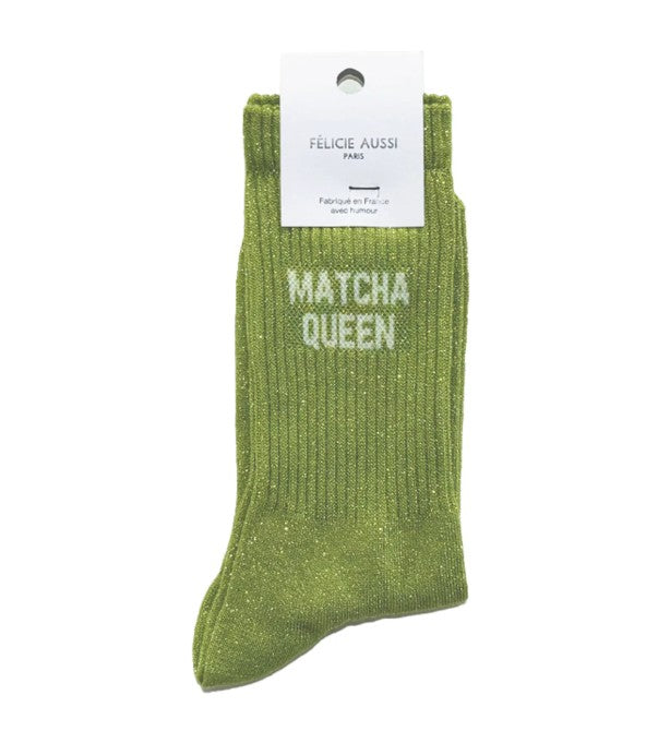 Chaussettes - Matcha queen - paillettes vert - 36/40