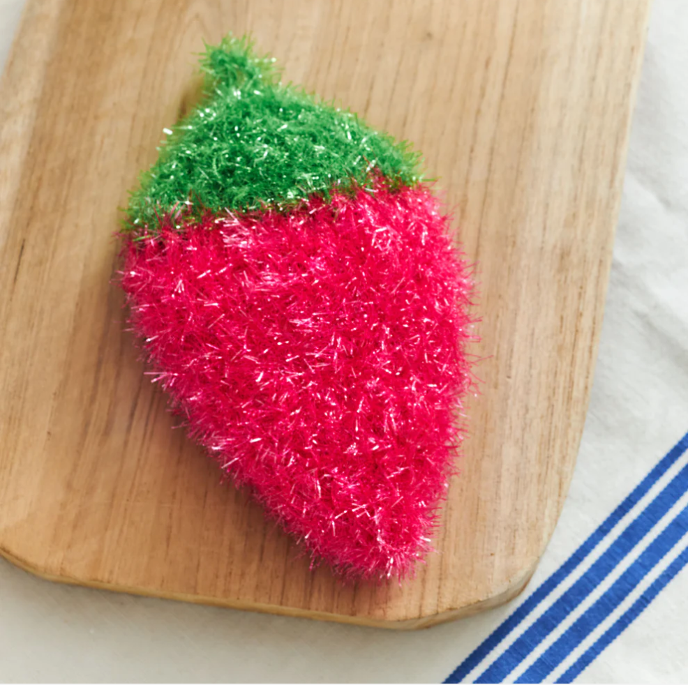 Éponge de vaisselle tricotée - Framboise