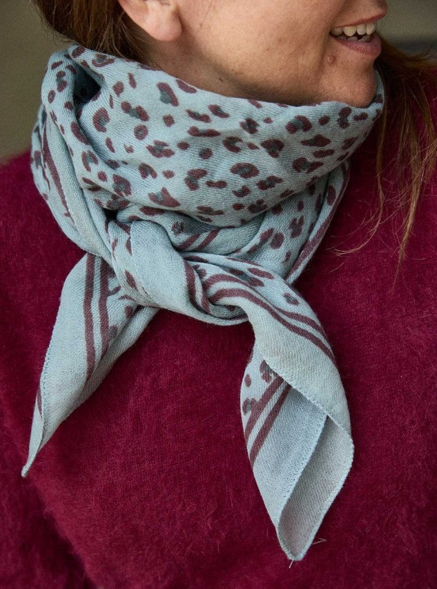 Foulard en laine - Léopard acier