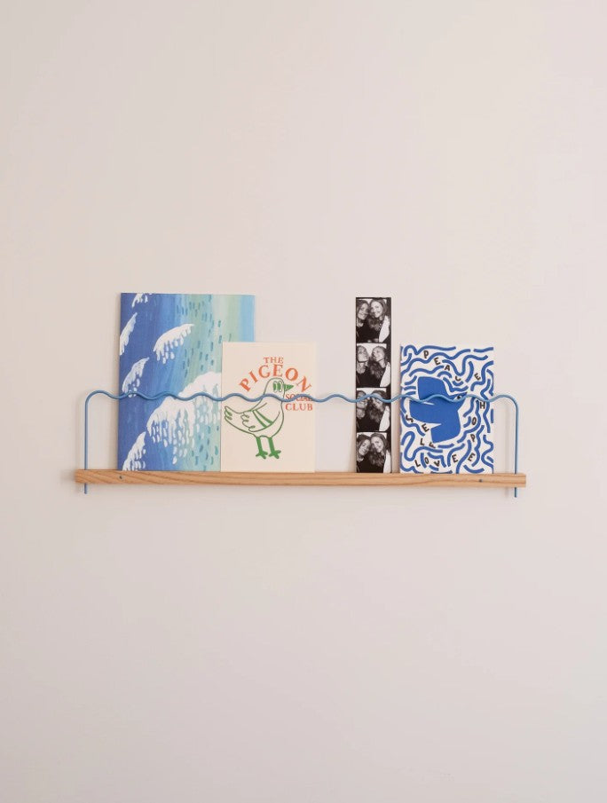 Etagère photos Super-poses - Ondes bleu pastel - modèle medium