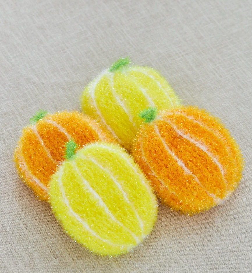 Éponge de vaisselle tricotée - Gros citron épluché