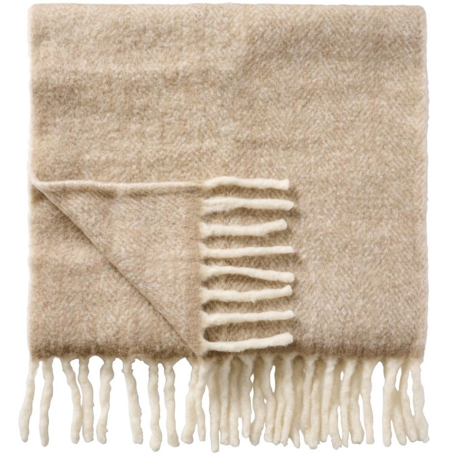 Plaid avec franges - sand and off white - 4601-35