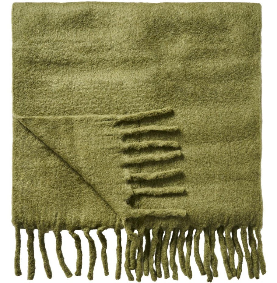 Plaid avec franges - olive green - 4600-29