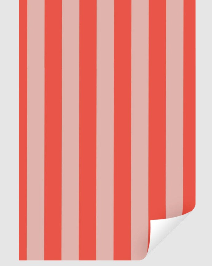 Papier Cadeau - Stripes - Poppy red, litchi