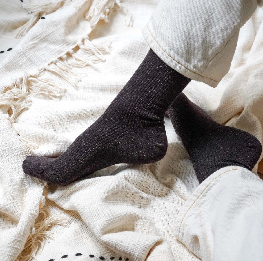 Chaussettes glitter - Chocolat marron
