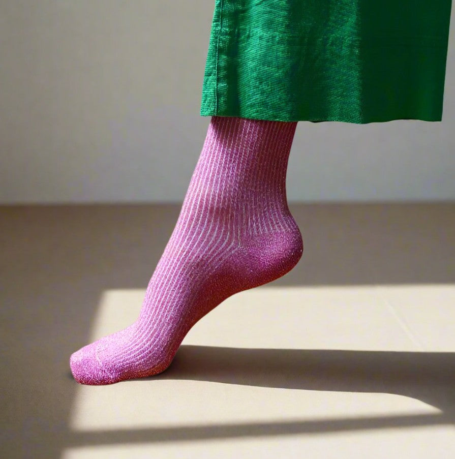 Chaussettes glitter - Fuchsia