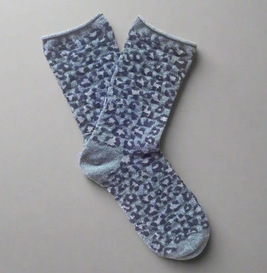 Chaussettes glitter - Leopard gris
