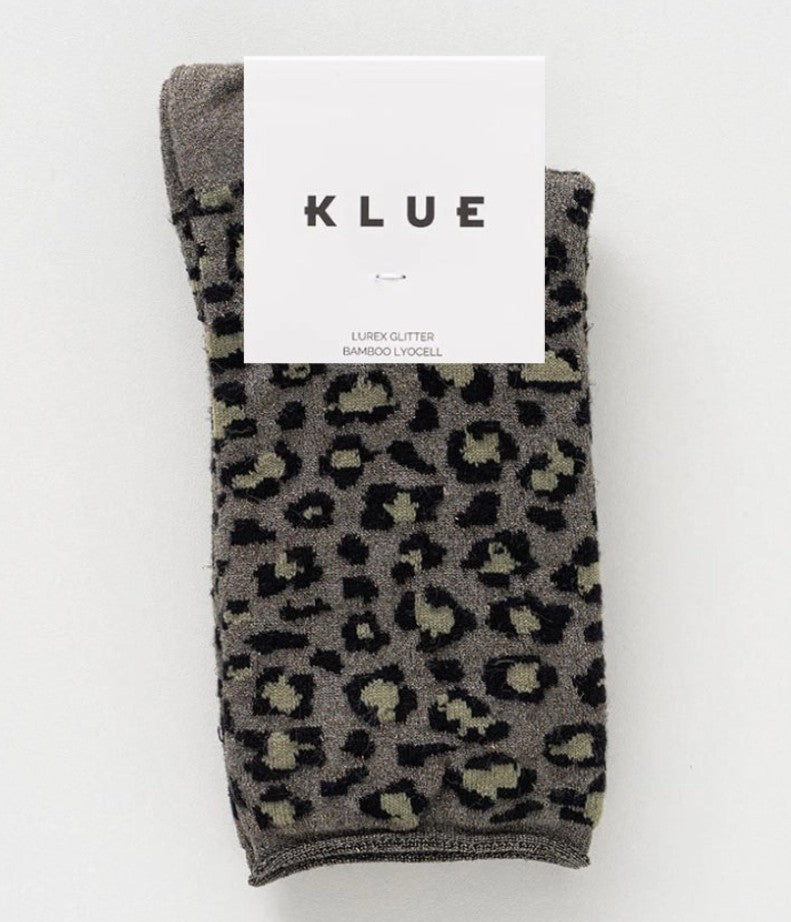 Chaussettes glitter - Leopard dark green