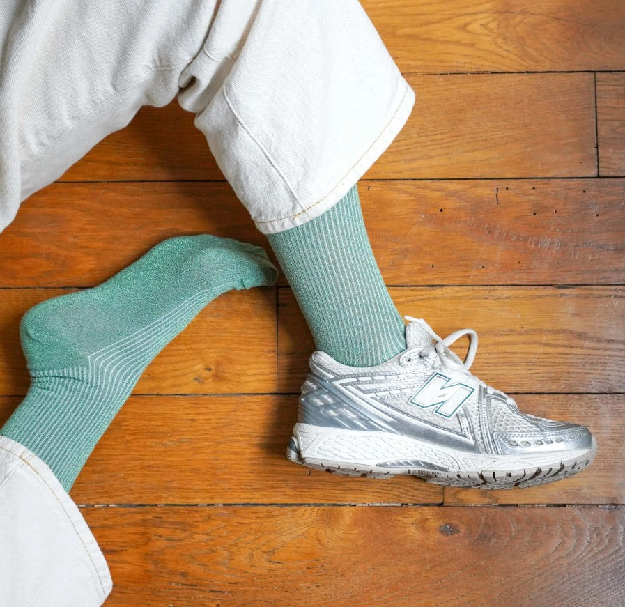 Chaussettes glitter vert menthe