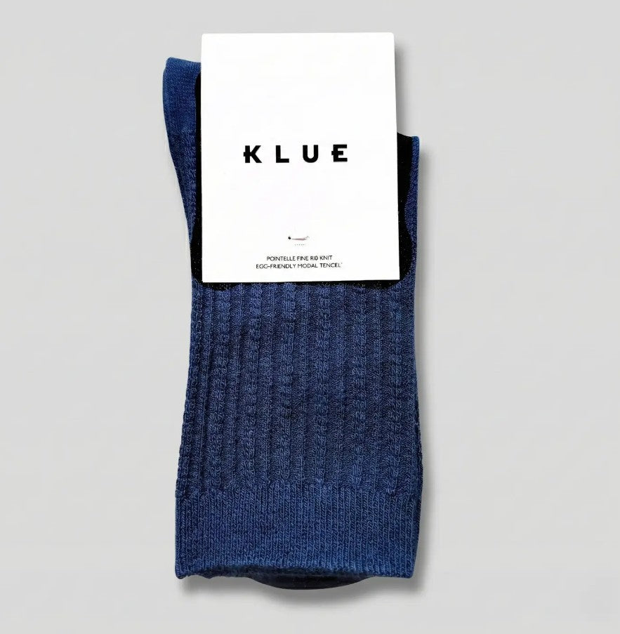 Pointelle Côtelé Fin en Tricot - navy