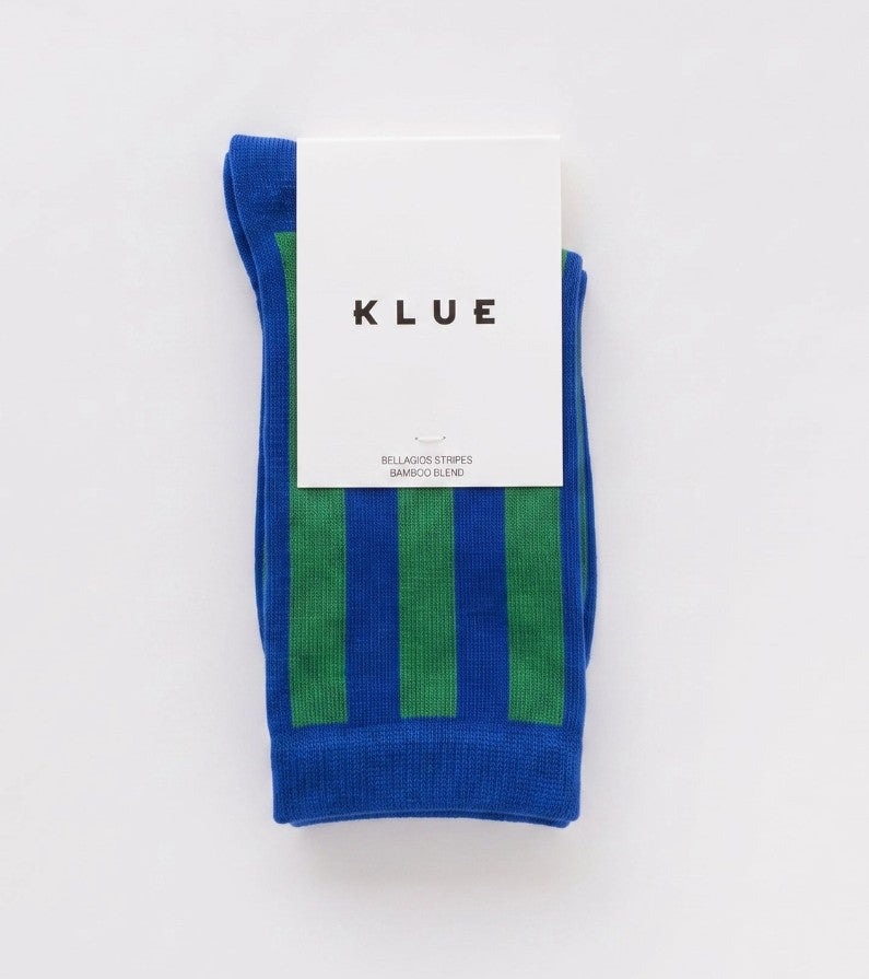 Chaussettes en bambou Retro Bellagio - Bleu cobalt et vert kelly