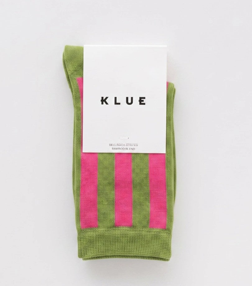 Chaussettes en bambou Retro Bellagio - Olive et Fuchsia