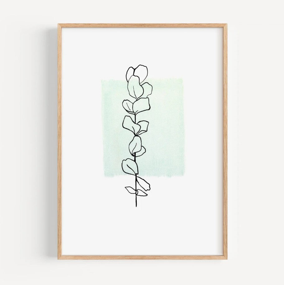 Affiche A2 Eucalyptus lineart vert