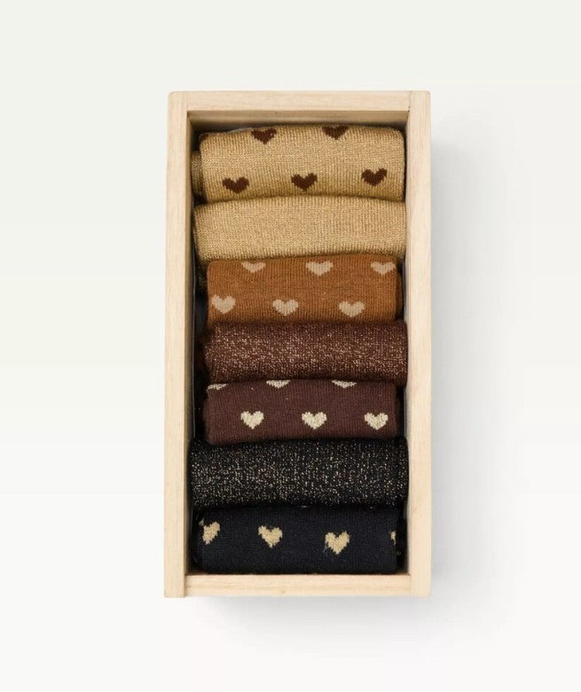 Coffret de 7 chaussettes semainier - Coeur et paillettes