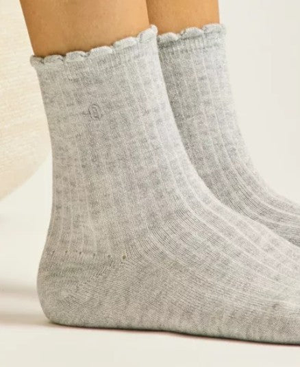 Pack de 3 chaussettes - Cotelé froufrou noir violet argenté