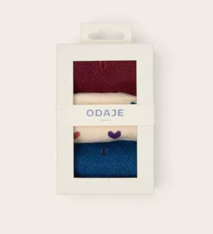 Pack de 3 chaussettes - Petit coeur multicouleur et paillettes bordeaux bleu