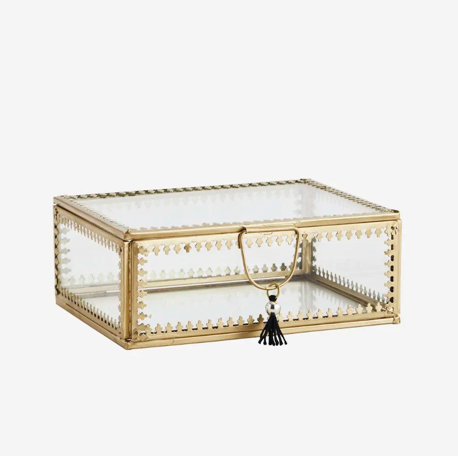 Boîte en verre avec pompon - Grand modèle - IB-230153L-G