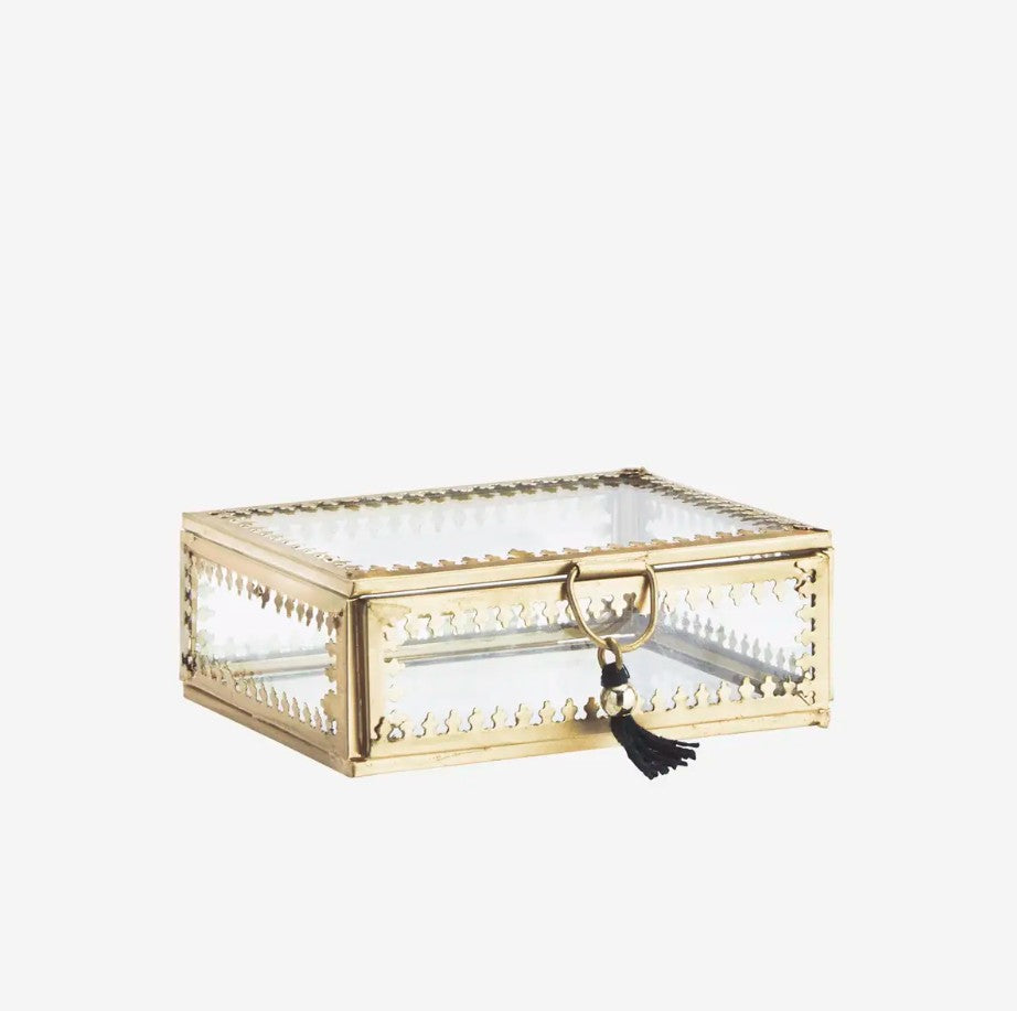 Boîte en verre avec pompon - Petit modèle - IB-230155G