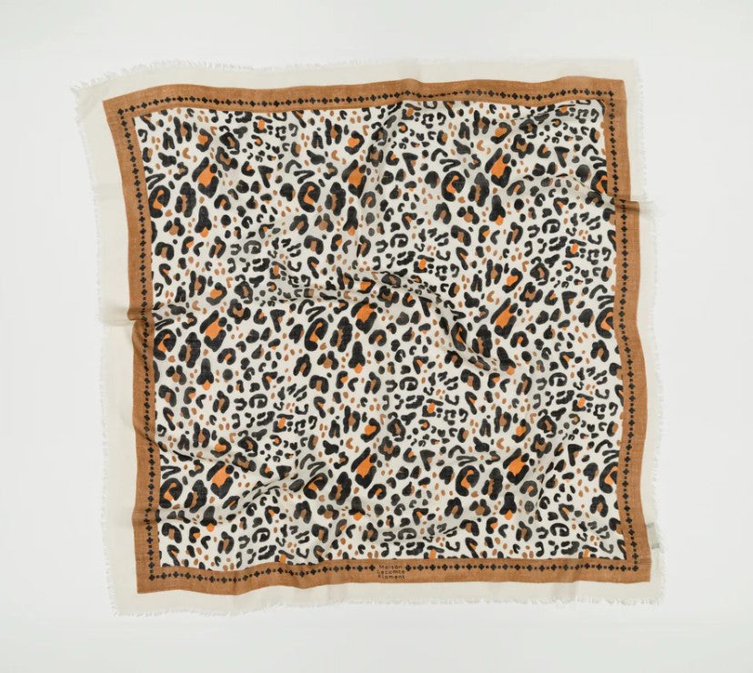 Foulard Leo laine/soie - beige camel